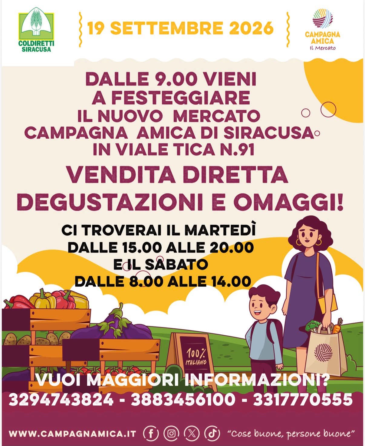 Mercato Campagna Amica Siracusa stand produttori viale tica
