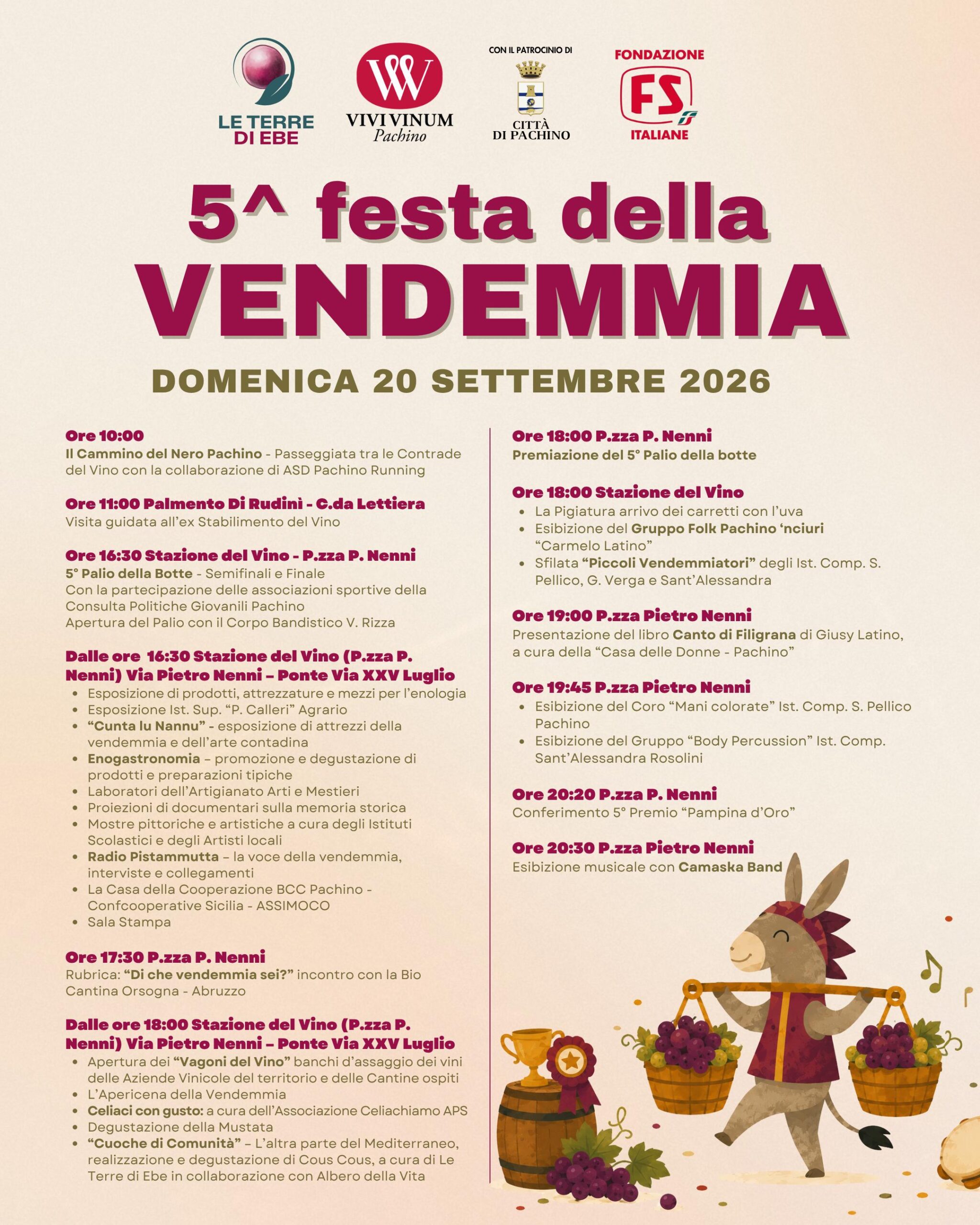 Programma Sabato 19 settembre Festa Vendemmia Pachino